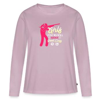Girls möchten Tontaubenschießen Damen - Frauen Premium Bio Langarmshirt - Altrosa - Vorne - Julia (174cm)