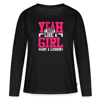 Girl Shooting Damen Tontaubenschießen - Frauen Premium Bio Langarmshirt - Schwarz - Vorne - Julia (174cm)