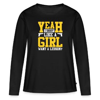 Girl Shooting Damen Tontaubenschießen - Frauen Premium Bio Langarmshirt - Schwarz - Vorne - Julia (174cm)