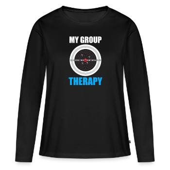 My Group Therapy Target Sports Shooter - T-shirt manches longues Premium bio Femme - noir - Devant - Julia (174cm)