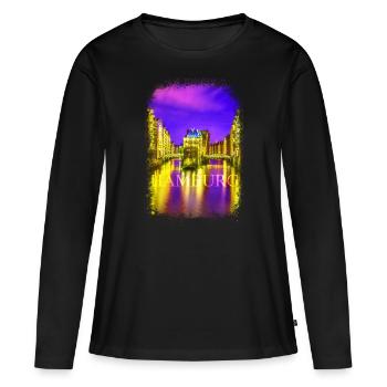 Hansestadt Hamburg - Frauen Premium Bio Langarmshirt - Schwarz - Vorne - Julia (174cm)