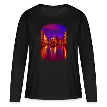 Crazy Hamburg - Frauen Premium Bio Langarmshirt - Schwarz - Vorne - Julia (174cm)