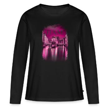 Le quartier rouge kiez de Hambourg Reeperbahn - T-shirt manches longues Premium bio Femme - noir - Devant - Julia (174cm)