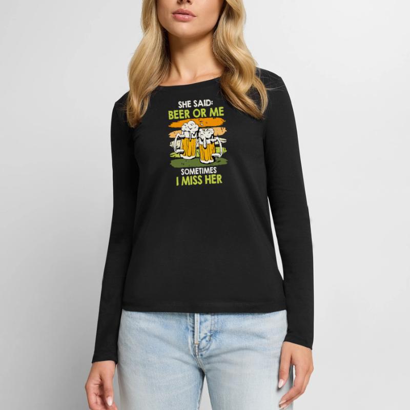 Männer Bier Spruch Ehefrau oder Bier Biertrinker Frauen Premium Bio Langarmshirt