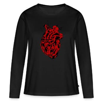 Anatomie cardiaque - T-shirt manches longues Premium bio Femme - noir - Devant - Julia (174cm)