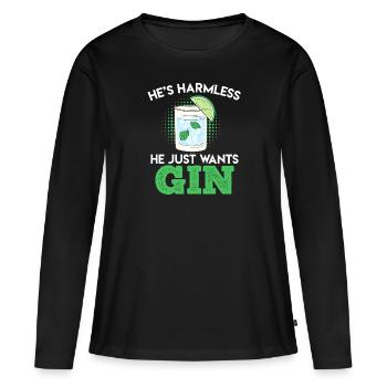 Der will nur Gin trinken Gin - Frauen Premium Bio Langarmshirt - Schwarz - Vorne - Julia (174cm)