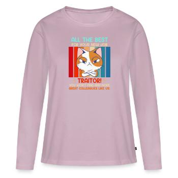 Heureux nouveau travail vous traîtres - T-shirt manches longues Premium bio Femme - rose poudré - Devant - Julia (174cm)