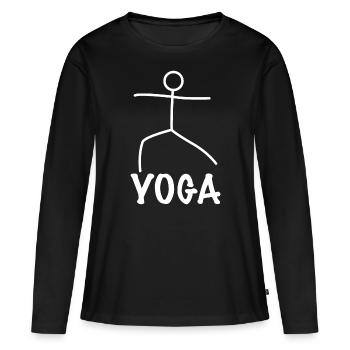 Exercice de yoga - T-shirt manches longues Premium bio Femme - noir - Devant - Julia (174cm)