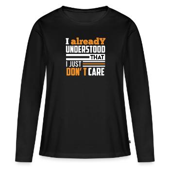 J’ai déjà compris que je m’en fiche - T-shirt manches longues Premium bio Femme - noir - Devant - Julia (174cm)