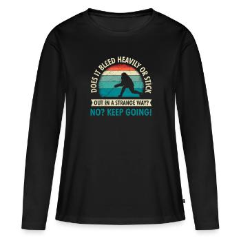 Le hockey sur glace n’est arrêté que lorsqu’il saigne - T-shirt manches longues Premium bio Femme - noir - Devant - Julia (174cm)
