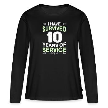 Anniversaire de service 10 ans de service - T-shirt manches longues Premium bio Femme - noir - Devant - Julia (174cm)