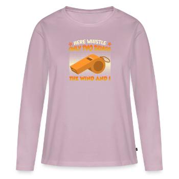 Seul mon sifflet et le vent sifflent ici - T-shirt manches longues Premium bio Femme - rose poudré - Devant - Julia (174cm)