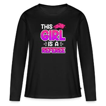 Dames arbitre arbitre arbitre - T-shirt manches longues Premium bio Femme - noir - Devant - Julia (174cm)