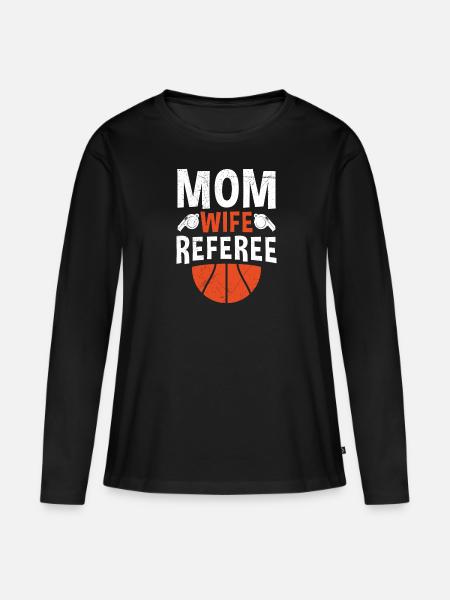 Mom Wife Referee Schiedsrichter Damen - Frauen Premium Bio Langarmshirt - Schwarz
