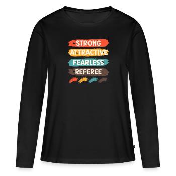 Arbitre fort et attrayant et intrépide - T-shirt manches longues Premium bio Femme - noir - Devant - Julia (174cm)