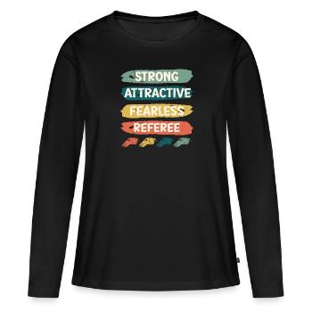 Arbitre fort et attrayant et intrépide - T-shirt manches longues Premium bio Femme - noir - Devant - Julia (174cm)