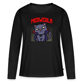 Dracula Chat d’Halloween - T-shirt manches longues Premium bio Femme - noir - Devant - Julia (174cm)