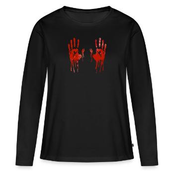 Halloween blutige Hände - Frauen Premium Bio Langarmshirt - Schwarz - Vorne - Julia (174cm)