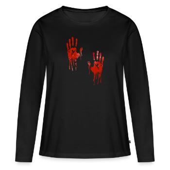 Halloween blutige Hände - Frauen Premium Bio Langarmshirt - Schwarz - Vorne - Julia (174cm)
