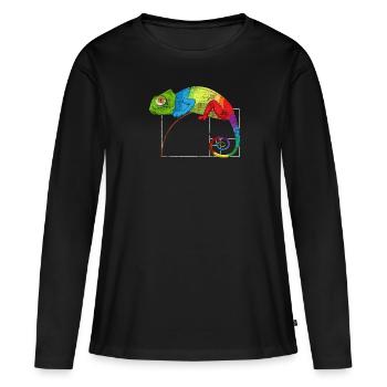 Fibonacci Jour Nombre d’Or Math Caméléon - T-shirt manches longues Premium bio Femme - noir - Devant - Julia (174cm)