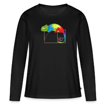 Fibonacci Jour Nombre d’Or Math Caméléon - T-shirt manches longues Premium bio Femme - noir - Devant - Julia (174cm)