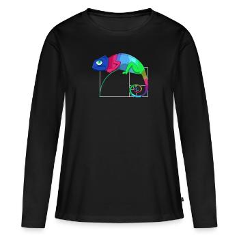 Fibonacci Jour Nombre d’Or Math Caméléon - T-shirt manches longues Premium bio Femme - noir - Devant - Julia (174cm)