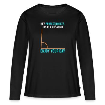 This is an 89° angle for perfection lists - Women's Premium Organic Long Sleeve Shirt - black - Front - Julia (174cm)