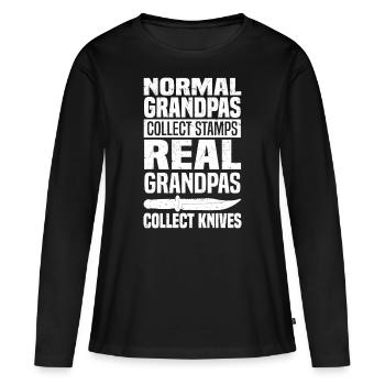 Cadeaux d’amateur de couteaux | Couteau Couteau Collector - T-shirt manches longues Premium bio Femme - noir - Devant - Julia (174cm)