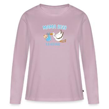 Mama 2023 Klapperstorch Baby Storch schwanger Mama - Frauen Premium Bio Langarmshirt - Altrosa - Vorne - Julia (174cm)