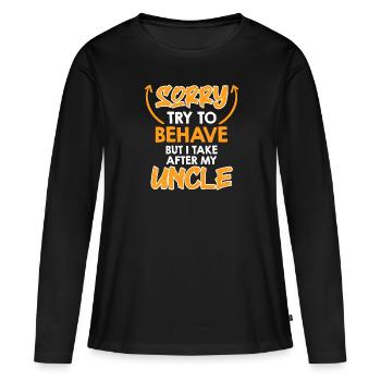 Essayez de me comporter - T-shirt manches longues Premium bio Femme - noir - Devant - Julia (174cm)