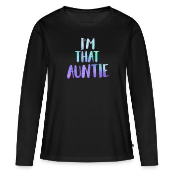 Je suis une telle tante Je suis cette tante Meilleure tante - T-shirt manches longues Premium bio Femme - noir - Devant - Julia (174cm)