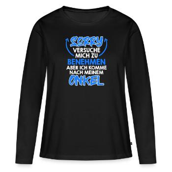 Essayez de me comporter - T-shirt manches longues Premium bio Femme - noir - Devant - Julia (174cm)