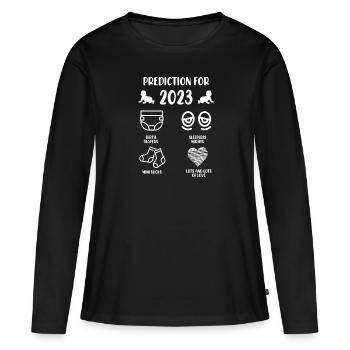 Prédiction bébé 2023 2023 futurs parents - T-shirt manches longues Premium bio Femme - noir - Devant - Julia (174cm)