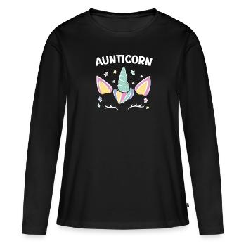 Licorne Tante Aunticorn Conte de Fées Super Tante - T-shirt manches longues Premium bio Femme - noir - Devant - Julia (174cm)