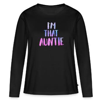 Je suis une telle tante Je suis cette tante Meilleure tante - T-shirt manches longues Premium bio Femme - noir - Devant - Julia (174cm)
