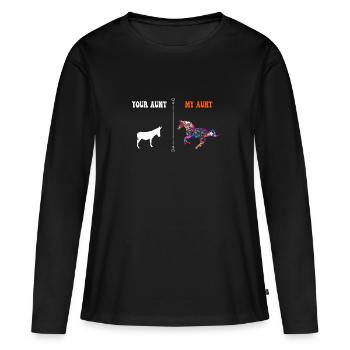 Ta tante Ma tante Meilleure tante Tante Cool Tante - T-shirt manches longues Premium bio Femme - noir - Devant - Julia (174cm)