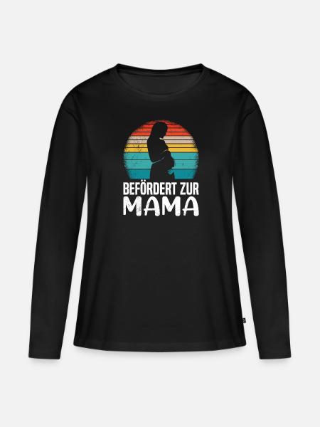 Befördert zur Mama Schwangerschaft - Frauen Premium Bio Langarmshirt - Schwarz