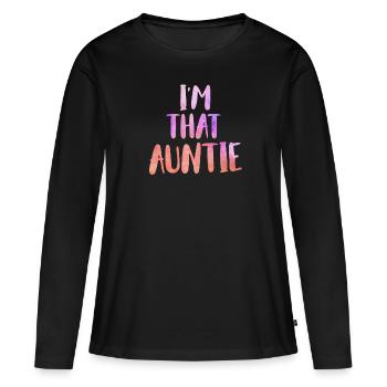 Je suis une telle tante Je suis cette tante Meilleure tante - T-shirt manches longues Premium bio Femme - noir - Devant - Julia (174cm)