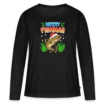 Trout Angler Joyeux Fishmas Angler Noël - T-shirt manches longues Premium bio Femme - noir - Devant - Julia (174cm)