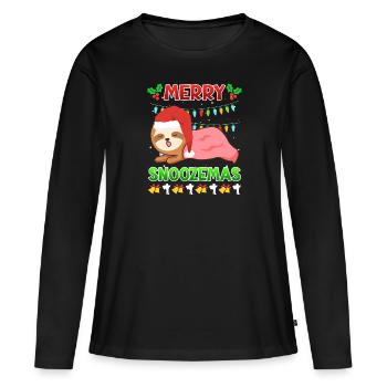 Merry Snoozemas Faultier Faulheit - Frauen Premium Bio Langarmshirt - Schwarz - Vorne - Julia (174cm)