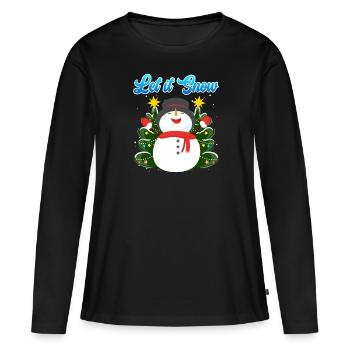 Let it Snow Snowman Noël - T-shirt manches longues Premium bio Femme - noir - Devant - Julia (174cm)