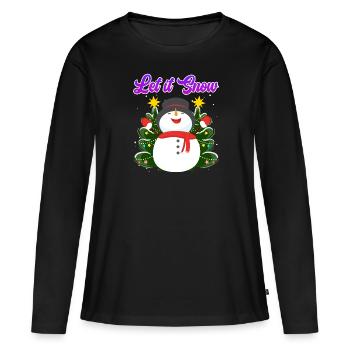 Let it Snow Snowman Noël - T-shirt manches longues Premium bio Femme - noir - Devant - Julia (174cm)