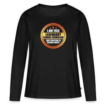 Inclusion Je suis le légendaire compagnon d’école - T-shirt manches longues Premium bio Femme - noir - Devant - Julia (174cm)