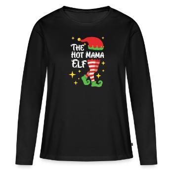 La mère elfe elfe - T-shirt manches longues Premium bio Femme - noir - Devant - Julia (174cm)