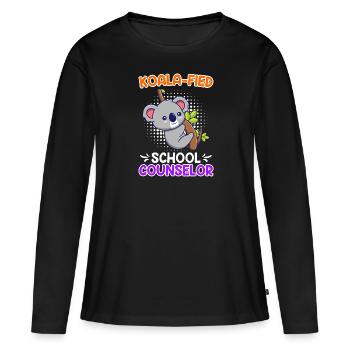 Koala - compagnon d’école qualifié fied - T-shirt manches longues Premium bio Femme - noir - Devant - Julia (174cm)