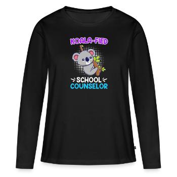 Koala - compagnon d’école qualifié fied - T-shirt manches longues Premium bio Femme - noir - Devant - Julia (174cm)