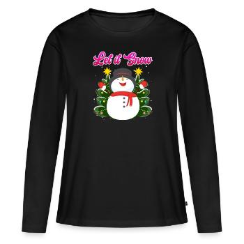Let it Snow Snowman Noël - T-shirt manches longues Premium bio Femme - noir - Devant - Julia (174cm)