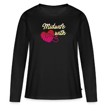 Je suis sage-femme avec cœur sage-femme - T-shirt manches longues Premium bio Femme - noir - Devant - Julia (174cm)