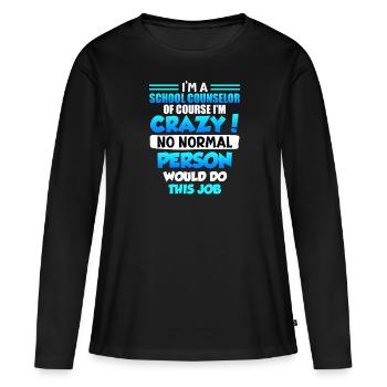 Personne de normal ne fait ce travail Compagnon d’école - T-shirt manches longues Premium bio Femme - noir - Devant - Julia (174cm)