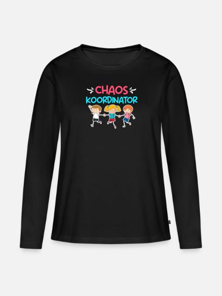 Kinder Chaos Koordinator im Kindergarten - Frauen Premium Bio Langarmshirt - Schwarz